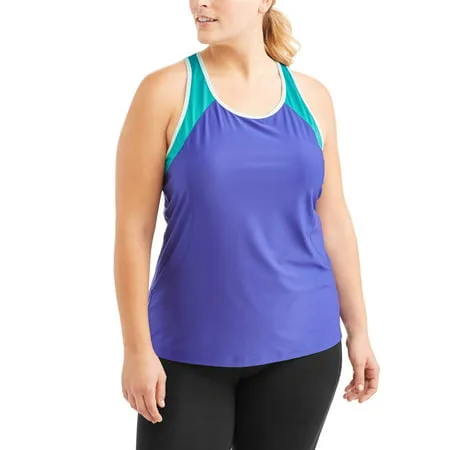Avia Women's Plus Size Active Tank with Contrast Mesh Arm Hole