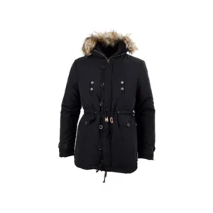 THZY Mens New Winter Warm Fleece Parka Dreadnought Trench Jacket Duffle Coat MFb13 - Black L