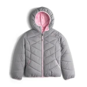 The North Face Girls' Reversible Perrito Jacket Metallic Silver Large