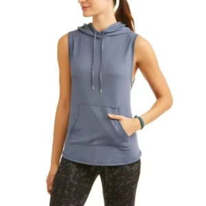 Athletic Works Women's Athleisure French Terry Vest With Hoodie