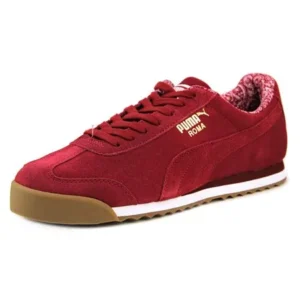 Puma Roma Suede Paisley Men Round Toe Suede Burgundy Sneakers