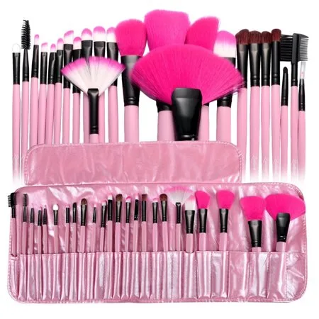 Zodaca PINK Pro 24Pcs Pouch Bag Case Superior Soft Cosmetic Makeup Brush Set Kit