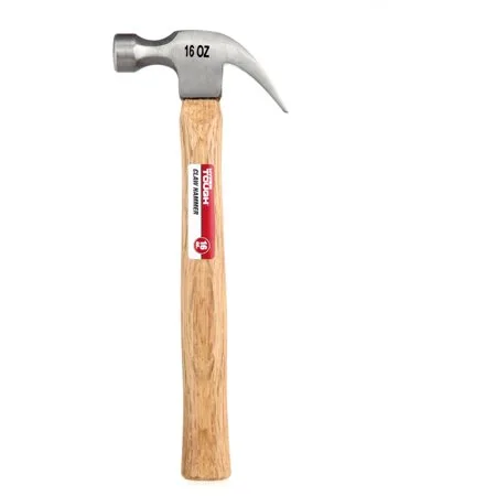 Hyper Tough 16-Ounce Hardened Steel, Wooden Handle Claw Hammer