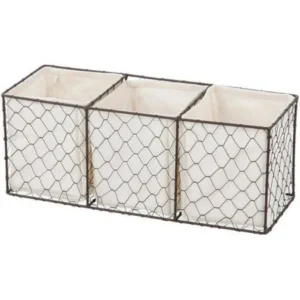 Chapter Lined Chicken Wire Storage Basket with Dividers, Bronze Finish