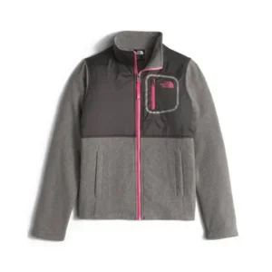 The North Face Girl's Lightweight Glacier Track Jacket TNF Medium Grey Heather/Cabaret Pink Large