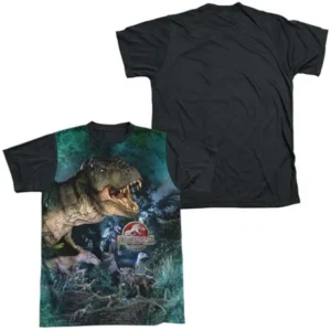 Jurassic Park - Dinos Gather - Short Sleeve Black Back Shirt - X-Large