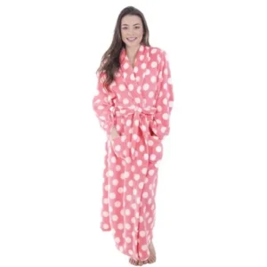 Simplicity Women's Fleece Plush Wrap Kimono Robe Bathrobe with Pockets,dot