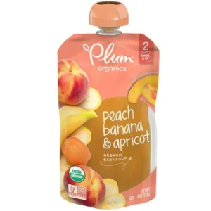 Plum Organics Organic Stage 2, Peach Banana Apricot Baby Food, 1 Pouch (113g) Pouch