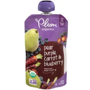 Plum Organics Baby Food - Organic - Blueberry Pear and Purple Carrots - Stage 2 - 6 Months and Up - 3.5 .oz - Case of 6