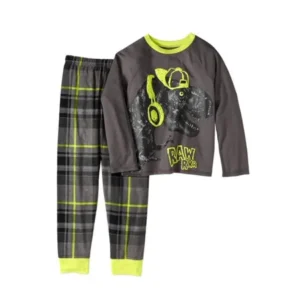 Komar Boys' Kids Dinosaur Plaid 2pc Pajama Set