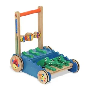 Melissa & Doug Deluxe Chomp and Clack Alligator Wooden Push Toy and Activity Walker