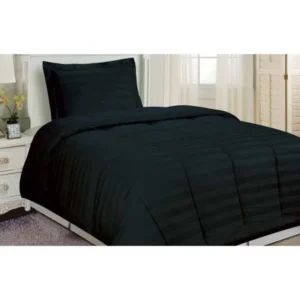 Dreamspace Microfiber Damask Stripe Bedding Comforter Set, Black, Twin