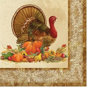Rustic Turkey Thanksgiving Luncheon Napkins, 20ct