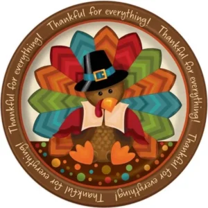 Cute Turkey Thanksgiving Paper Plates, 9 in, 8ct