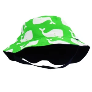 Little Me Reversible Green Whale Solid Navy Blue Baby Boys Bucket Sun Hat 3-9M
