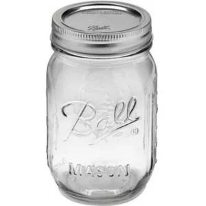 Ball Glass Mason Jar w/Lid & Band, Regular Mouth, 16 Ounces, 12 Count