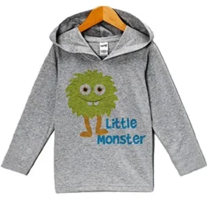 Custom Party Shop Baby Boy's Novelty Little Monster Hoodie Pullover - Grey and Blue / 3T