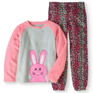 Gyrl Co Girls' Plush Top with 3D details and Pants Sleepwear Set