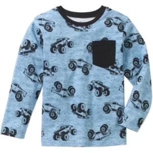 Boys' Long Sleeve Print Pocket T-Shirt