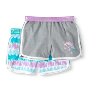 Wonder Nation Girls' Novelty Graphic Dolphin Shorts 2-Pack Set