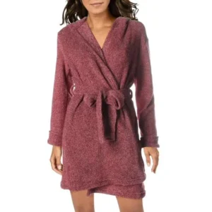 Rene Rofe Women's Gnarly Marly Hooded Robe, Bordeaux, Large