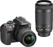 Nikon - D3400 DSLR Camera with AF-P DX 18-55mm G VR and 70-300mm G ED Lenses - Black