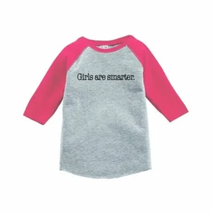 7 ate 9 Apparel Funny Kids Girls Are Smarter Baseball Tee Pink - 4T