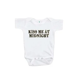 7 ate 9 Apparel Kids Kiss Me at Midnight New Year's Eve Onepiece 3-6 Months Black