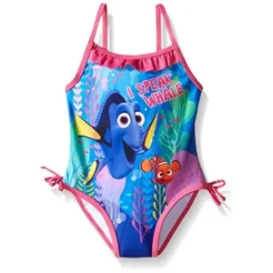 Finding Dory Nemo Girls Swimsuit Swimwear (3T, Whale Blue)