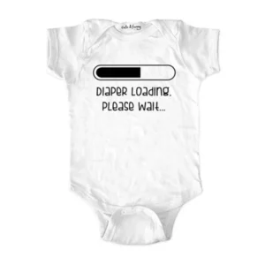 Diaper loading please wait (design5) - wallsparks cute & funny Brand - baby one piece bodysuit - Great baby shower gift!