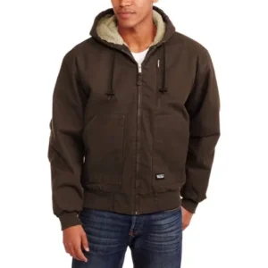 Big Men's Washed Duck Sherpa Lined Hooded Jacket