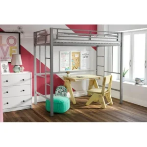 YourZone Metal Loft Bed, Twin Size, Multiple Colors Available