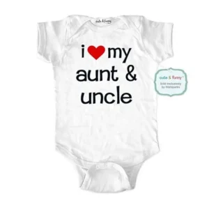 I love my aunt & uncle - wallsparks cute & funny Brand - baby one piece bodysuit - Great baby shower gift or surprise baby birth pregnancy announcement!