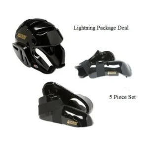 Lightning Black Karate Sparring Gear Package Deal - Adult Medium