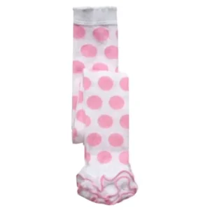 Jefferies Socks Girls Pink White Polka Dot Ruffle Footless Tights 6/8