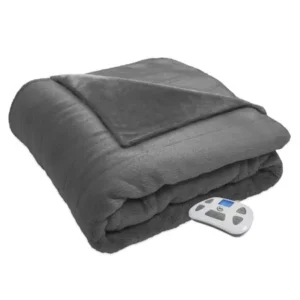 Serta Luxury Plush Electric Heated Blanket, Twin, Gray