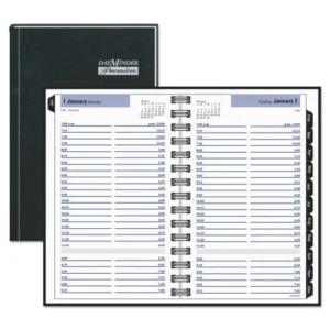 AT-A-GLANCE DayMinder Hardcover Daily Appointment Book, 4 7/8 x 7 7/8, Black, 2018