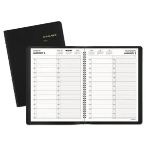 AT-A-GLANCE Two-Person Group Daily Appointment Book, 8 x 10 7/8, Black, 2018