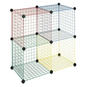 Whitmor Kids Storage Cubes - Stackable Interlocking Wire Shelves - Set of 4 - 14.25" x 14.5" x 14.5"