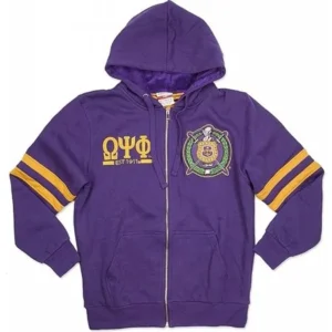 Omega Psi Phi Divine 9 Mens Zip-Up Hoodie Jacket [Purple - M]