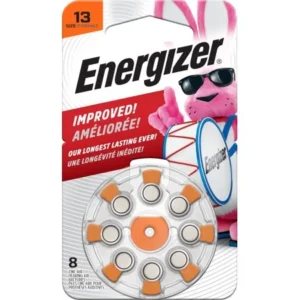 Energizer Hearing Aid Batteries Size 13, Orange Tab, 8 Pack