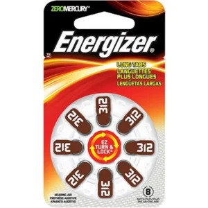 Energizer Size 312 Hearing Aid Batteries, 8 Count