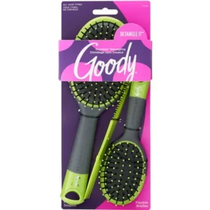 Goody Detangle It Oval Cushion Hair Brush and Comb Combo 3 Piece