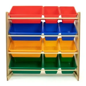 Humble Crew Kids Toy Storage Organizer with 12 Plastic Bins, Multiple Colors