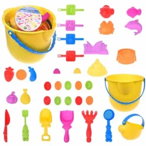 Kids Beach Sand Toy with Mesh Bag Sandbox Play Set for Toddlers, Includes Sand Bucket, Sea Creatures, Sand Stamps, Sand Castle molds With Shovels, Rakes, and Knif,36 Pcs F-60
