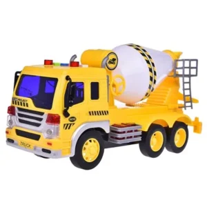 Cement Truck Car Toy for Boys Chrismas Gift Friction Powered Yellow and White Builder Machine Car 1:16 With Light and Music Six Wheels with Batteries F-36