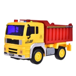 Dump Truck for Boys Vehicle Toy for Gift Friction Powered Red And Yellow Builder Machine Vehicles 1:16 With Light and Music Four Wheels with Batteries (A)