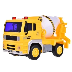 Cement Truck Toys for Kids Gift Vehicle Friction Powered Yellow And White Builder Machine Shop Car 1:16 with Light and Music Four Wheels with Batteries F-30