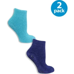 Women's Low Cut Spa Socks With Grippers 2 Pack