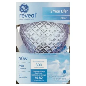 GE Reveal 390 Lumens 40W Clear Decorative G25 Halogen Bulb